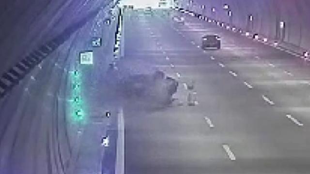 Cebeci Tüneli’ndeki kaza güvenlik kamerasında